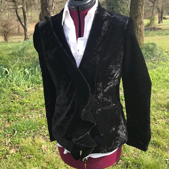 Prince Ruffle Front Velvet Jacket - Picture 2 of 6